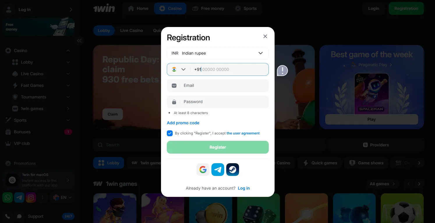 Creating and Managing A 1win Account in India